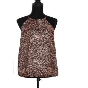 Alex Marie Sleeveless Leopard Print Shirt Size Large